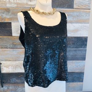 ⬇️$358 LAFAYETTE 148 black sequence tank top sz M